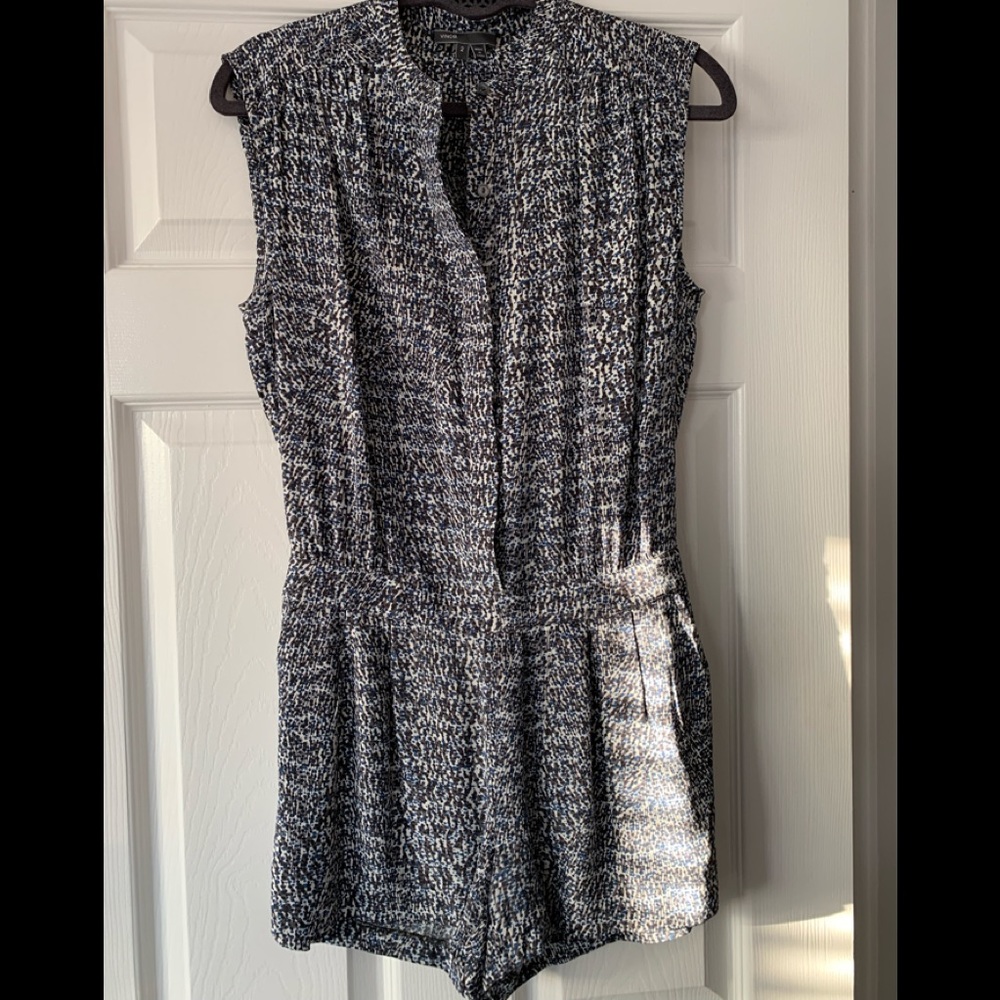 Vince Silk Patterned Short Romper - Size 2